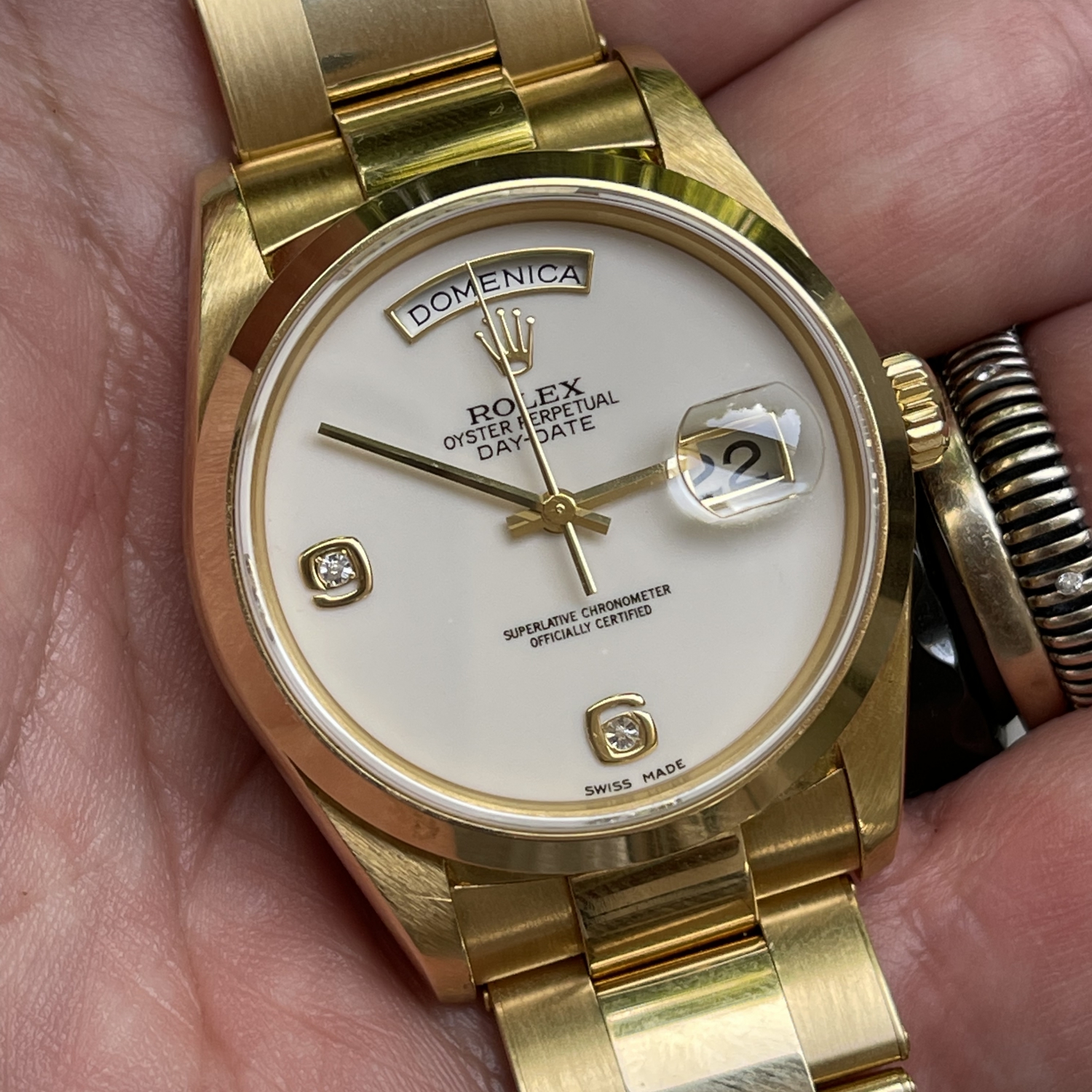 Svarende til Sovesal faldskærm Vintage Watches & Cars - Watches | Rolex - Day-date Ref 18208 With  Warranty, White Cacholong Diamond Dial
